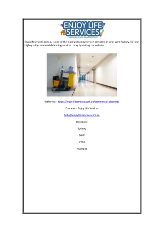 Commercial Cleaning Services Alexandria | Enjoylifeservices.com.au