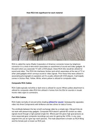 How RCA link significant for each material