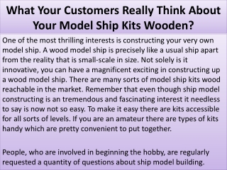 What Your Customers Really Think About Your Model Ship Kits Wooden?