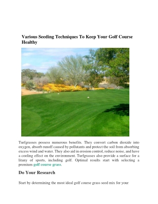 Various Seeding Techniques To Keep Your Golf Course Healthy