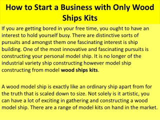 How to Start a Business with Only Wood Ships Kits