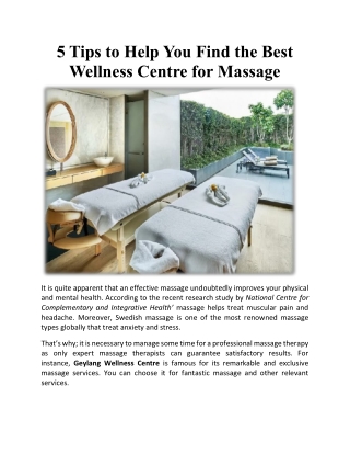 Wellness Centre