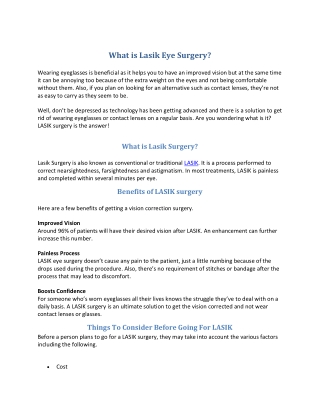 What is Lasik Eye Surgery