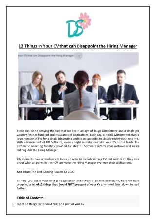 12 Things in Your CV that can Disappoint the Hiring Manager