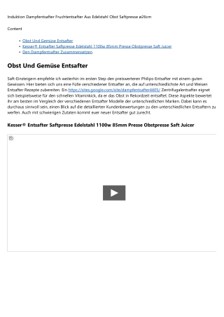 Grundlagenwissen - Entsafter Test 2014  - 2020