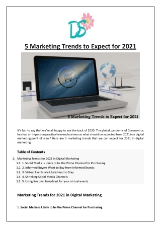 5 Marketing Trends to Expect for 2021