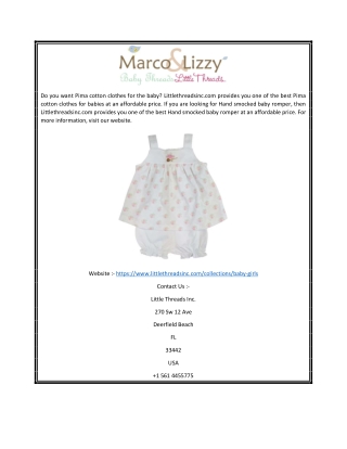 Pima cotton baby clothes | Littlethreadsinc.com