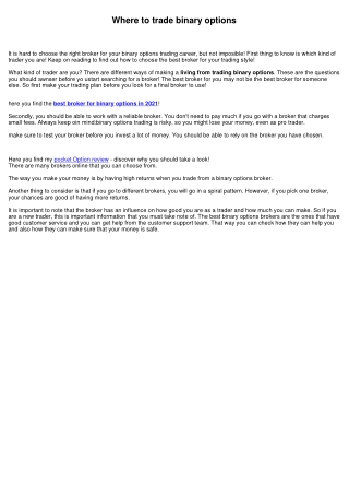 Best Broker for binary options