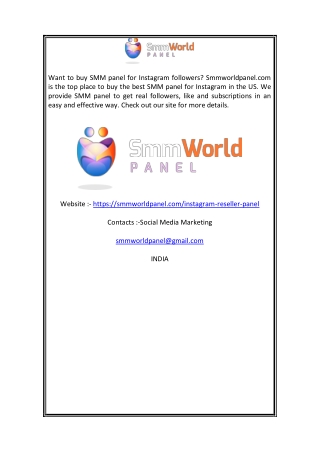 Instagram Panel | Smmworldpanel.com     