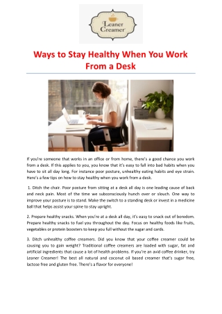 Ways to Stay Healthy When You Work From a Desk