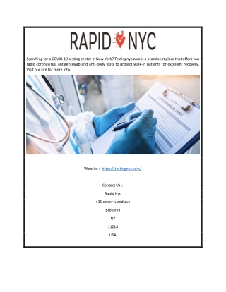 Covid 19 Testing Center in New York | Testingnyc.com