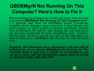 QBDBMgrN Not Running On This Computer? Here’s How to Fix it
