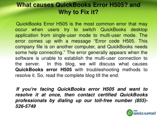 What causes QuickBooks Error H505?