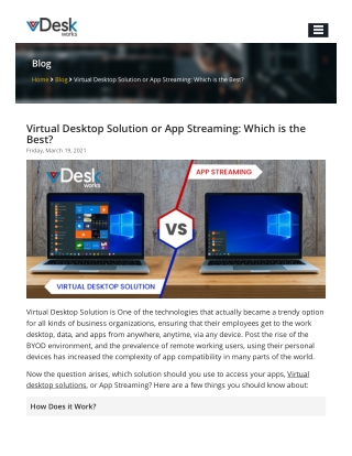 Virtual Desktop Solution or App Streaming: Which is the Best?