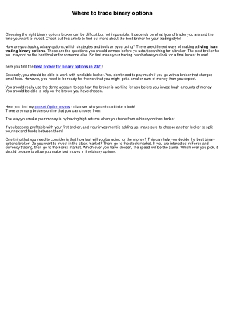 Best Broker for binary options