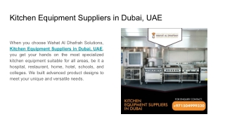 Kitchen Equipment Suppliers in Dubai, UAE