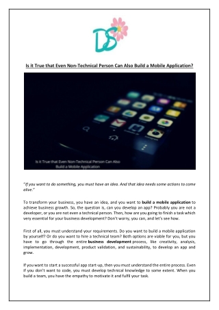 Is it True that Even Non-Technical Person Can Also Build a Mobile Application?