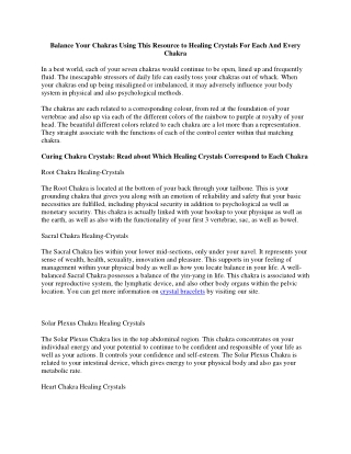 Balance Your Chakras Utilizing This Resource To Healing Crystals For Every Chakra