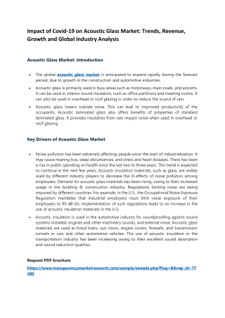 Impact of Covid-19 on Acoustic Glass Market: Trends, Revenue, Growth and Global Industry Analysis