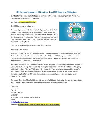 SEO Services Company In Philippines - Local SEO Experts In Philippines