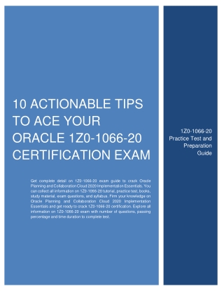 10 Actionable Tips to Ace Your Oracle 1Z0-1066-20 Certification Exam
