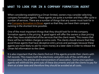 What to Look for in a Company Formation Agent