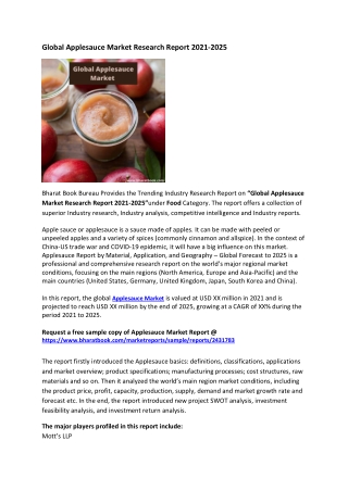 Global Applesauce Market Research Report 2021-2025