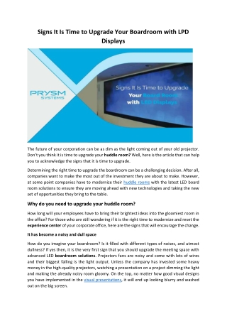 Signs It Is Time to Upgrade Your Board Room with LED Displays