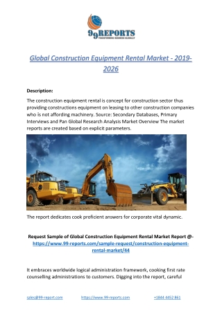 Global Construction Equipment Rental Market - 2019-2026