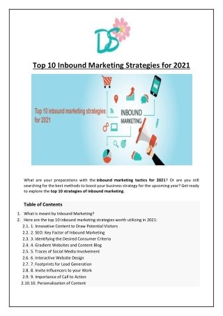 Top 10 Inbound Marketing Strategies for 2021