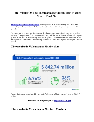 Top Insights On The Thermoplastic Vulcanizates Market Size In The USA