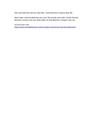 Slab Leak Detection Services Near Me | Leak Detection Company Near Me