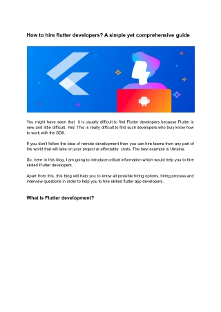 How to hire flutter developers? A simple yet comprehensive guide