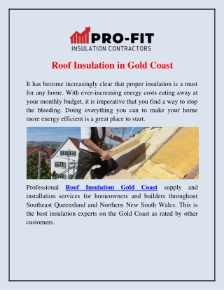 Roof Insulation in Gold Coast