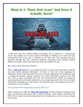 What Is A Dark Web Scan And Does It Actually Work?