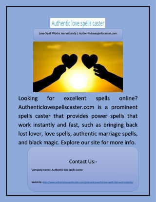 Love Spell Works Immediately | Authenticlovespellscaster.com