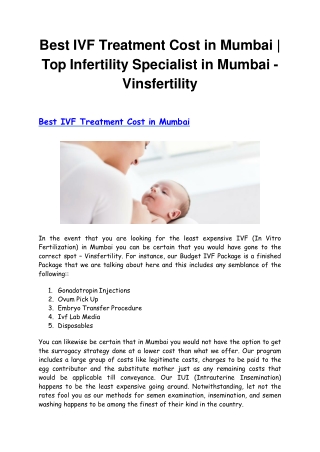 Best IVF Treatment Cost in Mumbai | Top Infertility Specialist in Mumbai - Vinsfertility