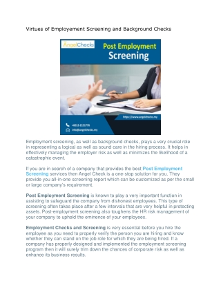 Virtues of Employement Screening and Background Checks