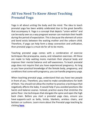 All You Need To Know About Teaching Prenatal Yoga 