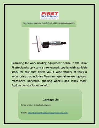 Buy Precision Measuring Tools Online in USA | Firsttoolandsupply.com