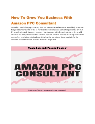 How To Grow You Business With Amazon PPC Consultant
