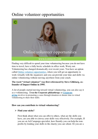 Online volunteer opportunities | Virtual volunteer