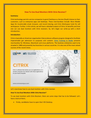 How To Use Dual Monitors With Citrix Receiver?