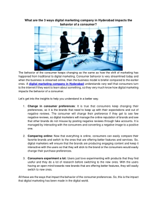 What are the 3 ways digital marketing company in Hyderabad impacts the behavior of a consumer?