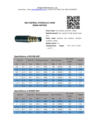 EN 856 4SH 4SP high Pressure hydraulic hose