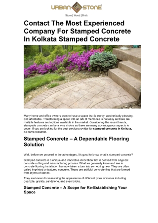Contact The Most Experienced Company For Stamped Concrete In Kolkata Stamped Concrete