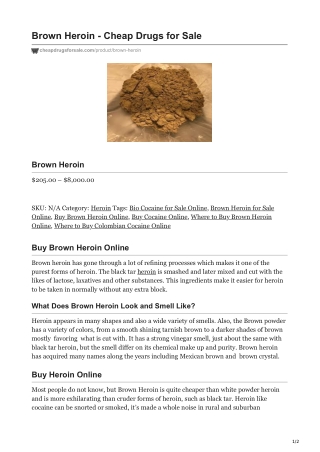 Brown Heroin - Cheap Drugs for Sale