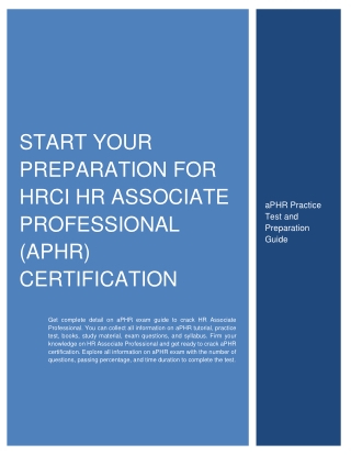 Start Your Preparation for HRCI HR Associate Professional (aPHR) Certification