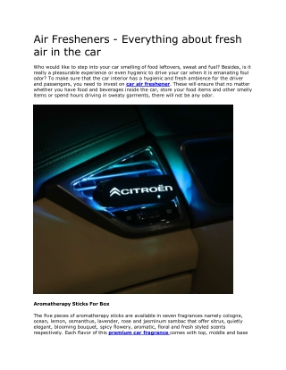 Air Fresheners - Everything about fresh air in the car