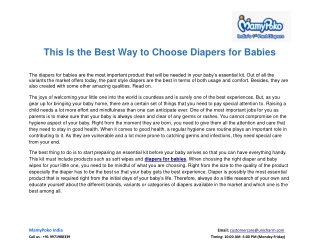 This Is the Best Way to Choose Diapers for Babies